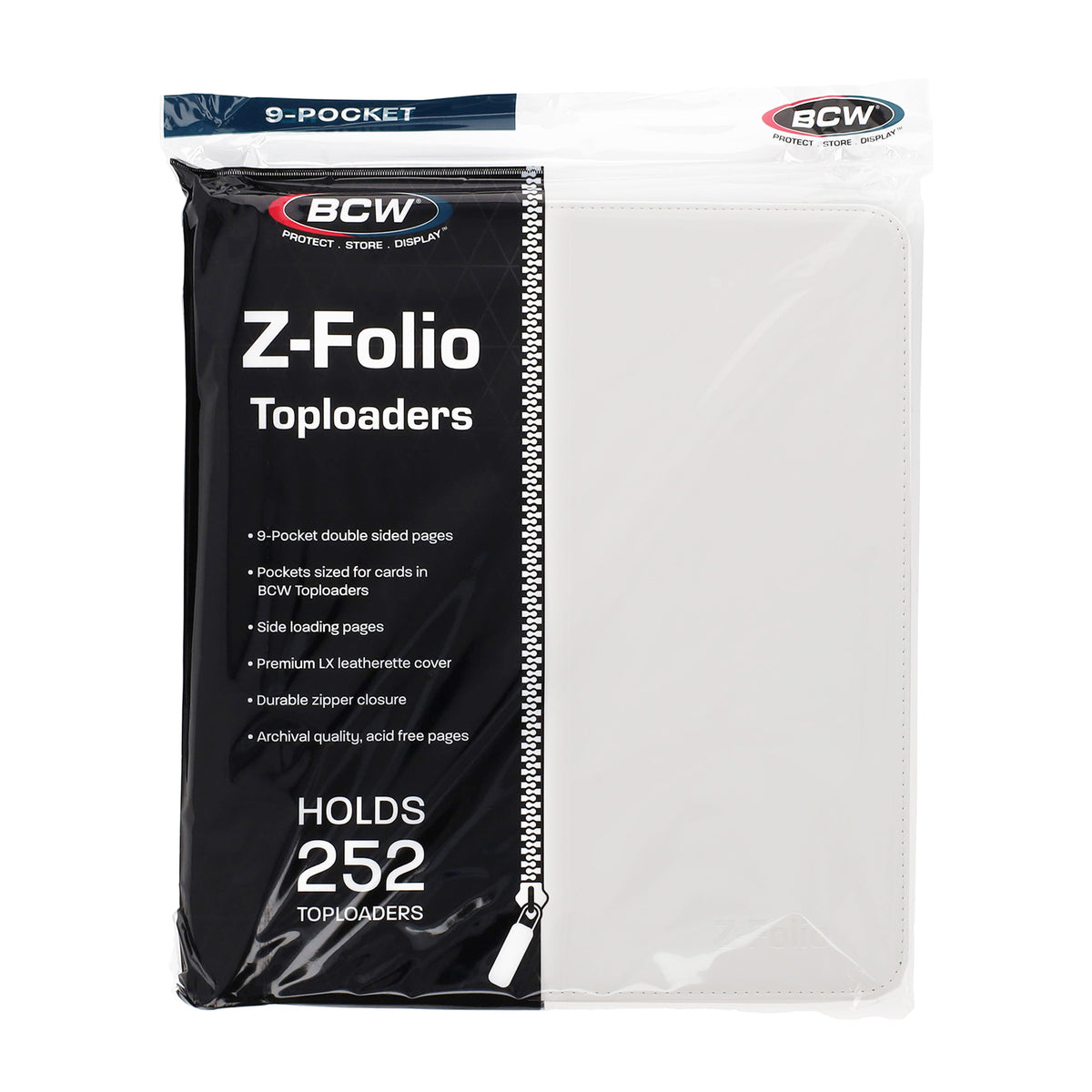 BCW Z-Folio 9-Pocket Lx Album - Toploaders - White – front product view