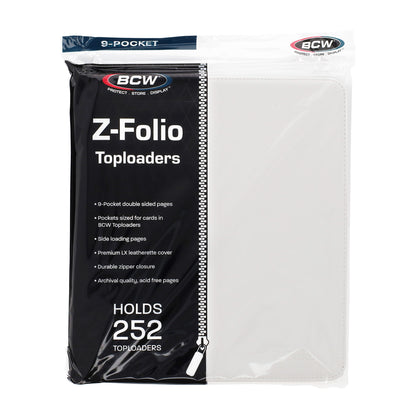 BCW Z-Folio 9-Pocket Lx Album - Toploaders - White – front product view