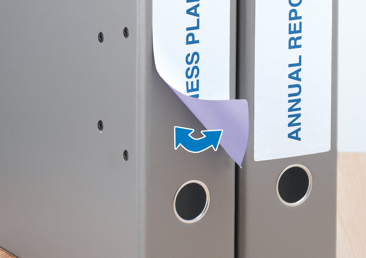 Removable File Spine Labels A4, 192 x 61mm, White, Opaque, for Wide Files (Short) (100 labels / 25 sheets)