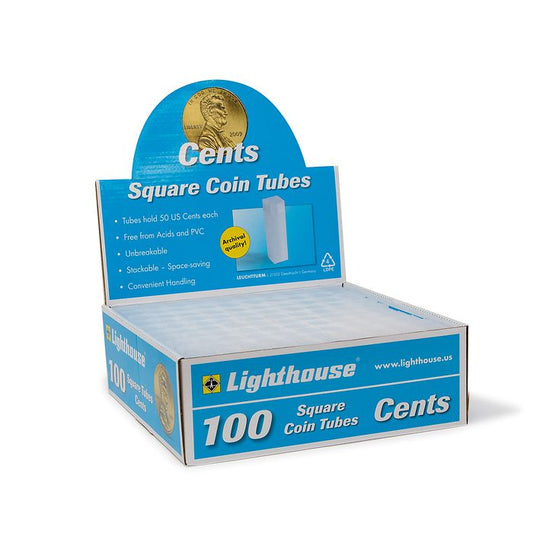 Lighthouse Coin Tubes for US Cents (19.05mm) - Box of 100