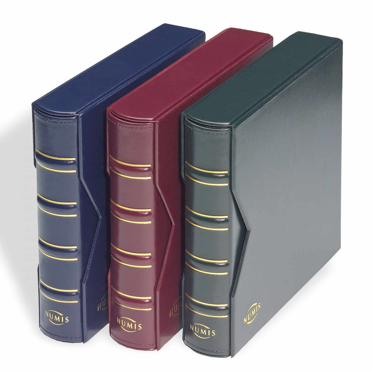 Coin Album NUMIS, Classic Design with slipcase includes 5 different pockets, blue