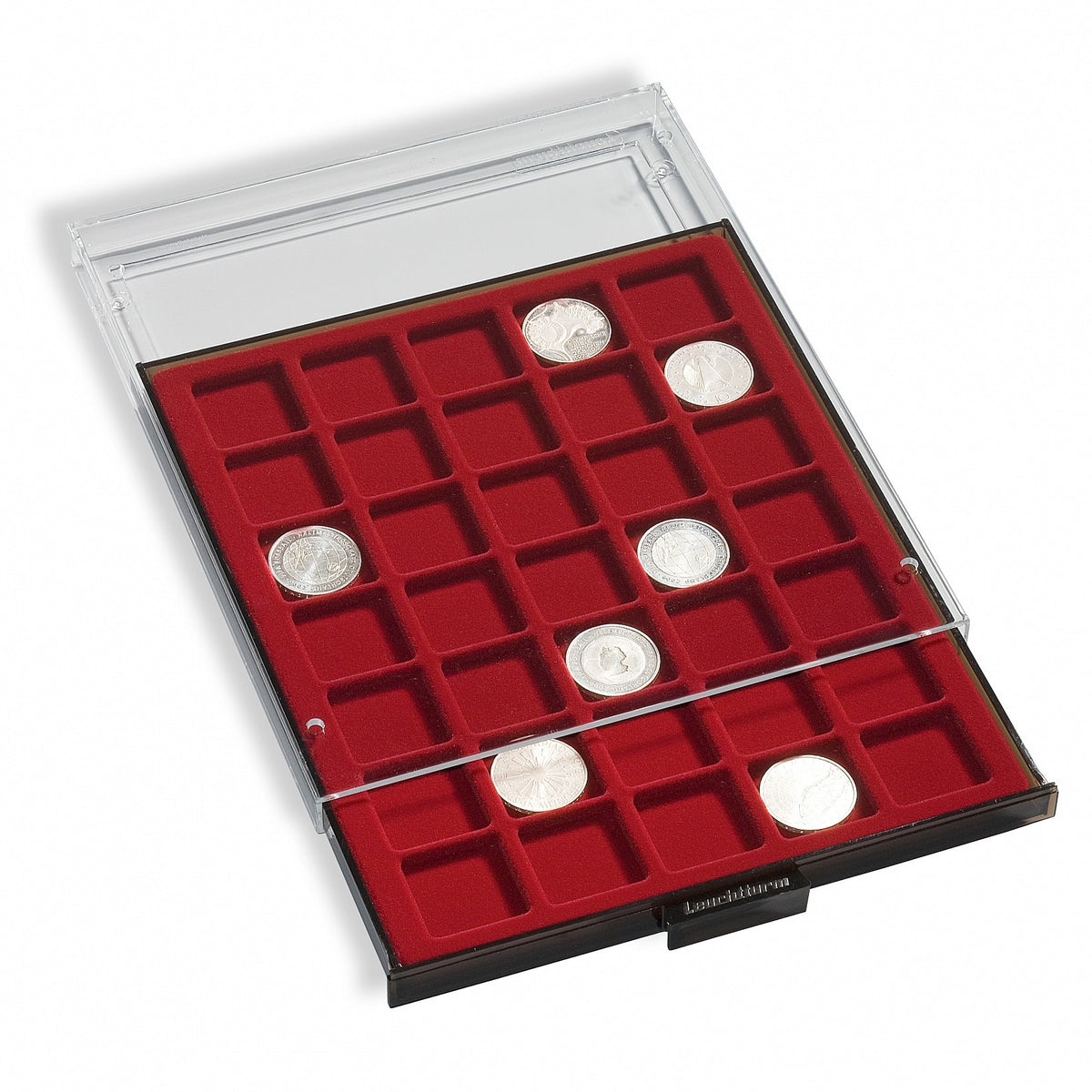 Coin Box 12 square compartments up to 64mm, smoke coloured