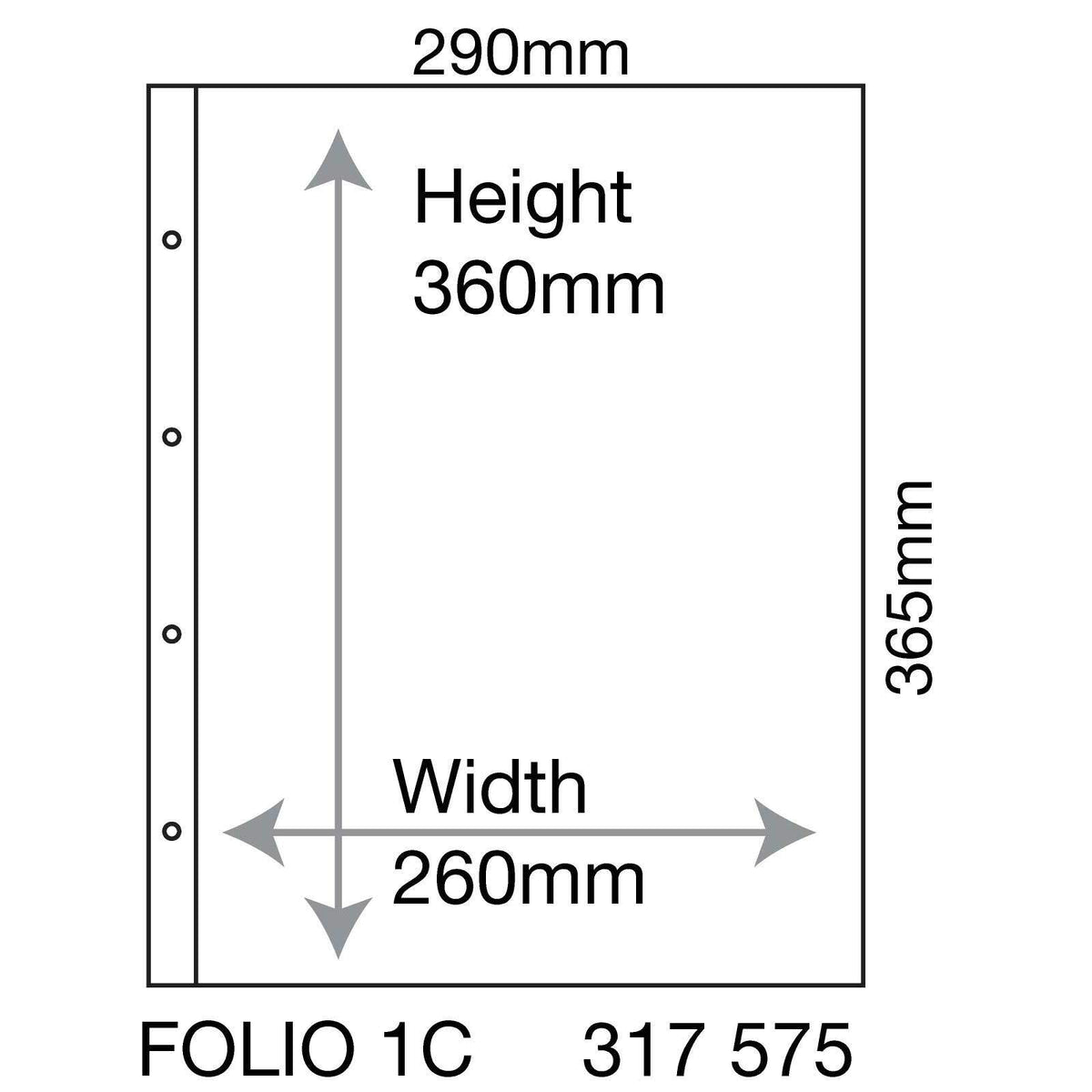 Plastic Pockets FOLIO, 1-way division, clear