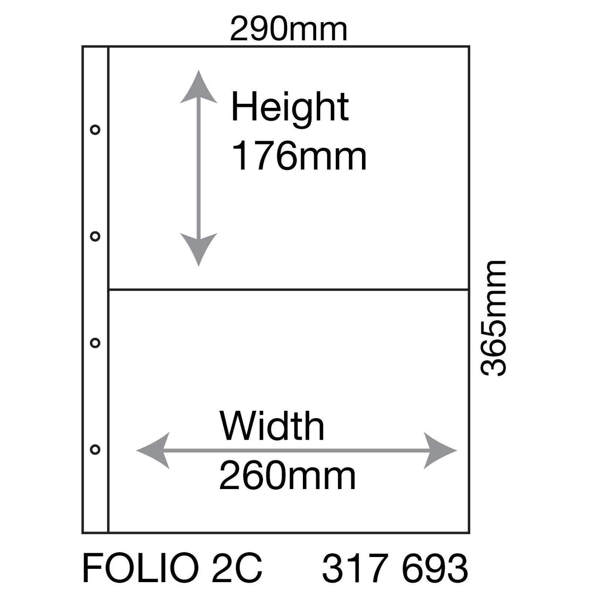Plastic Pockets FOLIO, 2-way division, clear