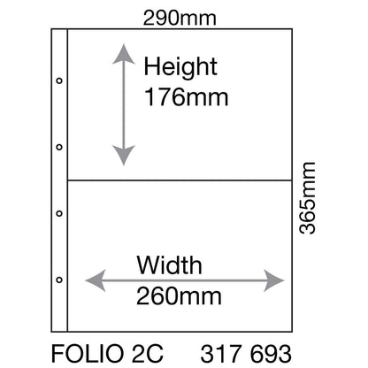 Plastic Pockets FOLIO, 2-way division, clear