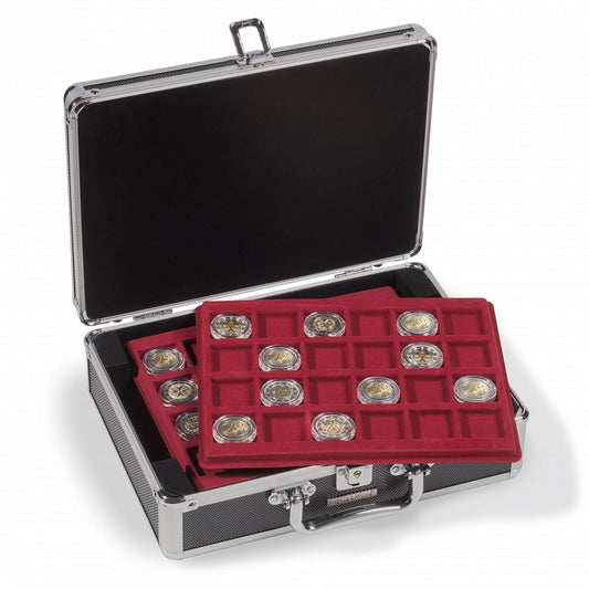 Coin case CARGO S6 for 120 10- / 20-euro coins in capsules, black / silver