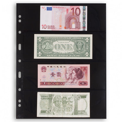 Plastic pockets GRANDE, with 4 horizontal stripes, black- double sided
