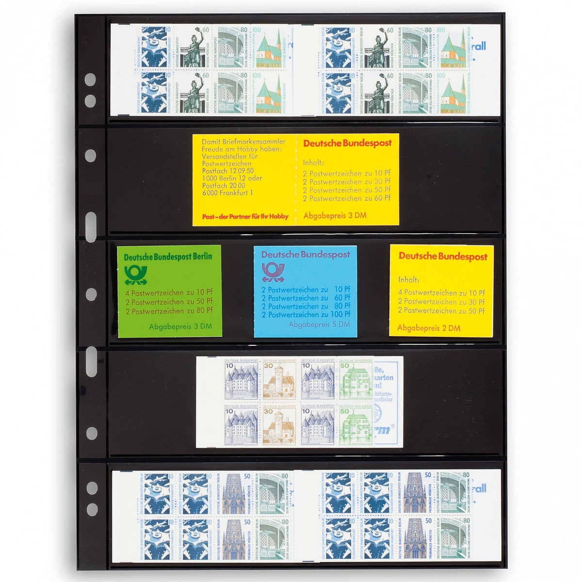 Plastic pockets GRANDE, with 5 horizontal stripes, black- double sided