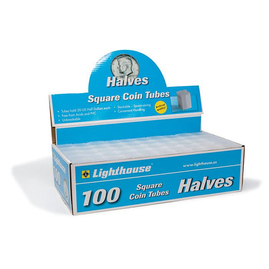 Lighthouse Coin Tubes for US Half Dollars (30.61mm) - Box of 100