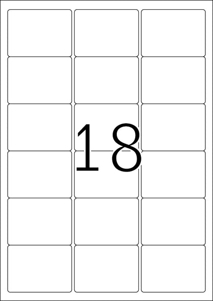 Removable Labels A4, 63.5 x 46.6mm, White, Movables Technology (1800 labels / 100 sheets)