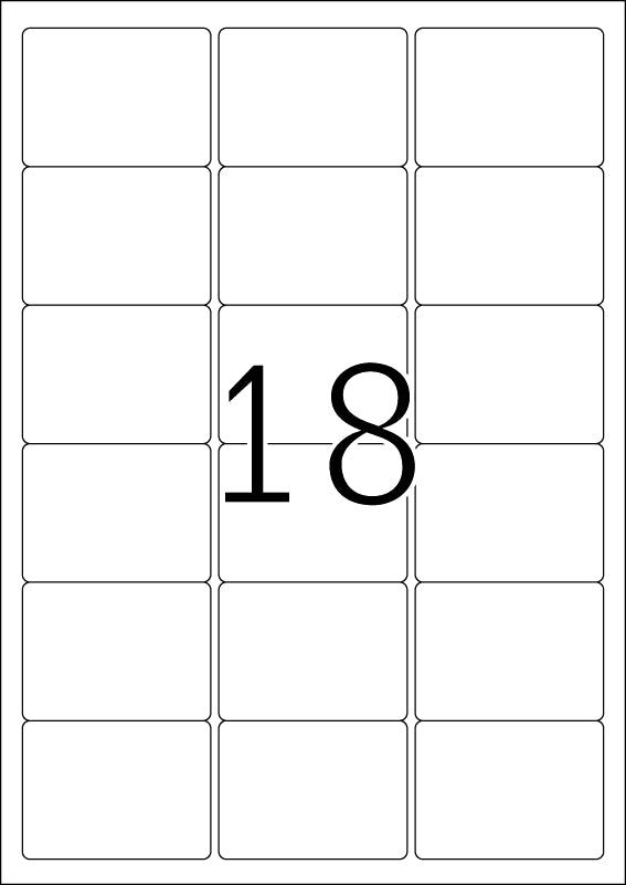 Removable Labels A4, 63.5 x 46.6mm, White, Movables Technology (1800 labels / 100 sheets)