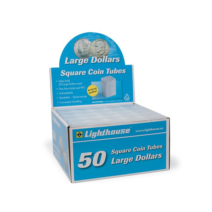 Lighthouse Coin Tubes for Large US Dollars (17.91mm) - Box of 50