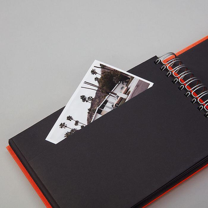Photo Album, Spiral Bound, Mini Mucho, Black Pages, Orange