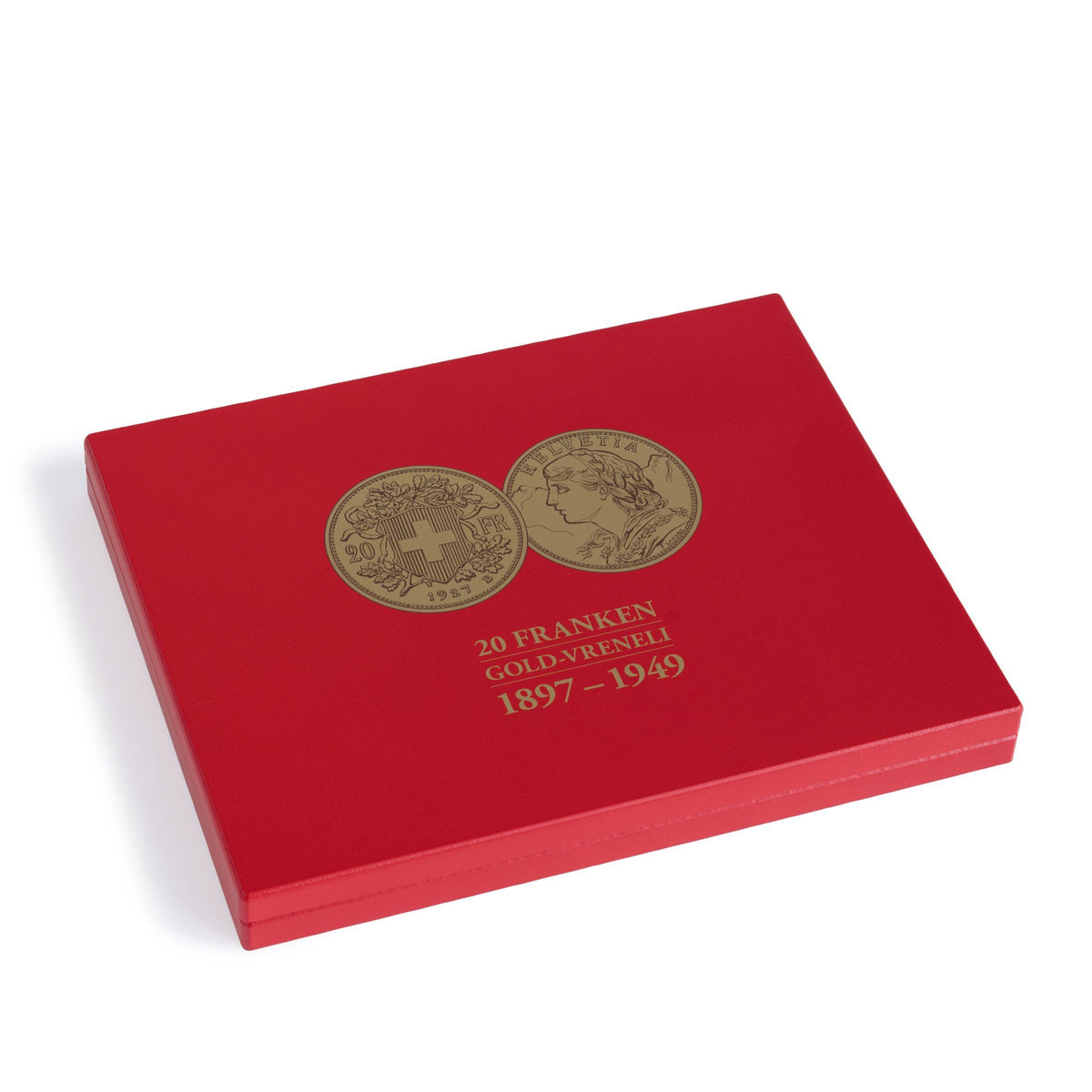Presentation case for 28 Vreneli gold coins (20 CHF) in capsules