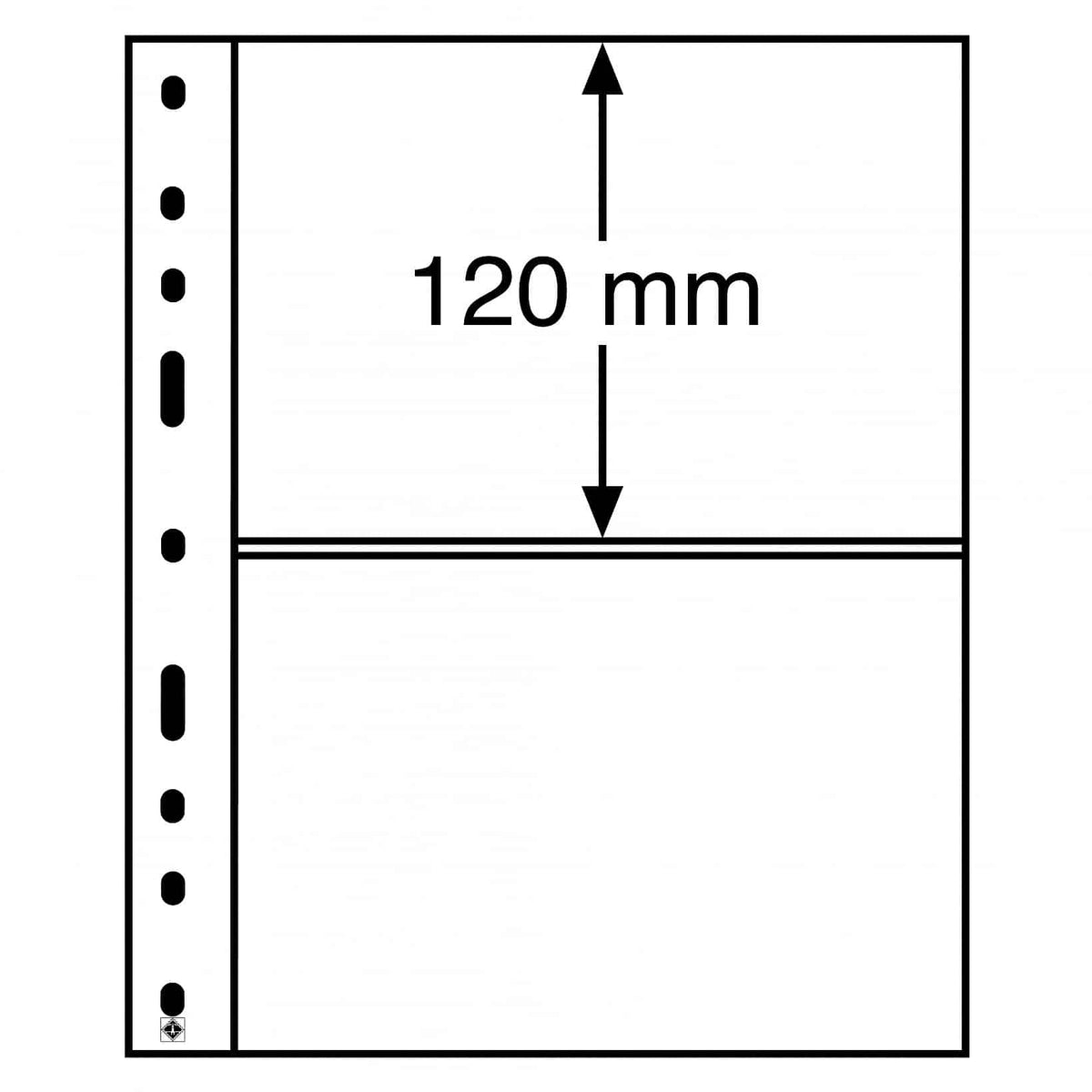 Plastic pockets OPTIMA, 2-waydivision, clear