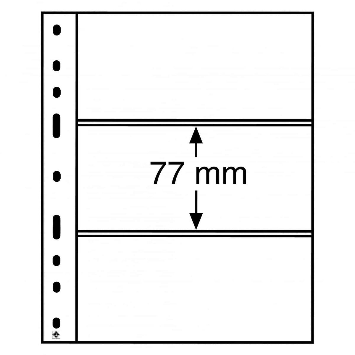 Plastic pockets OPTIMA, 3-waydivision, black- double sided