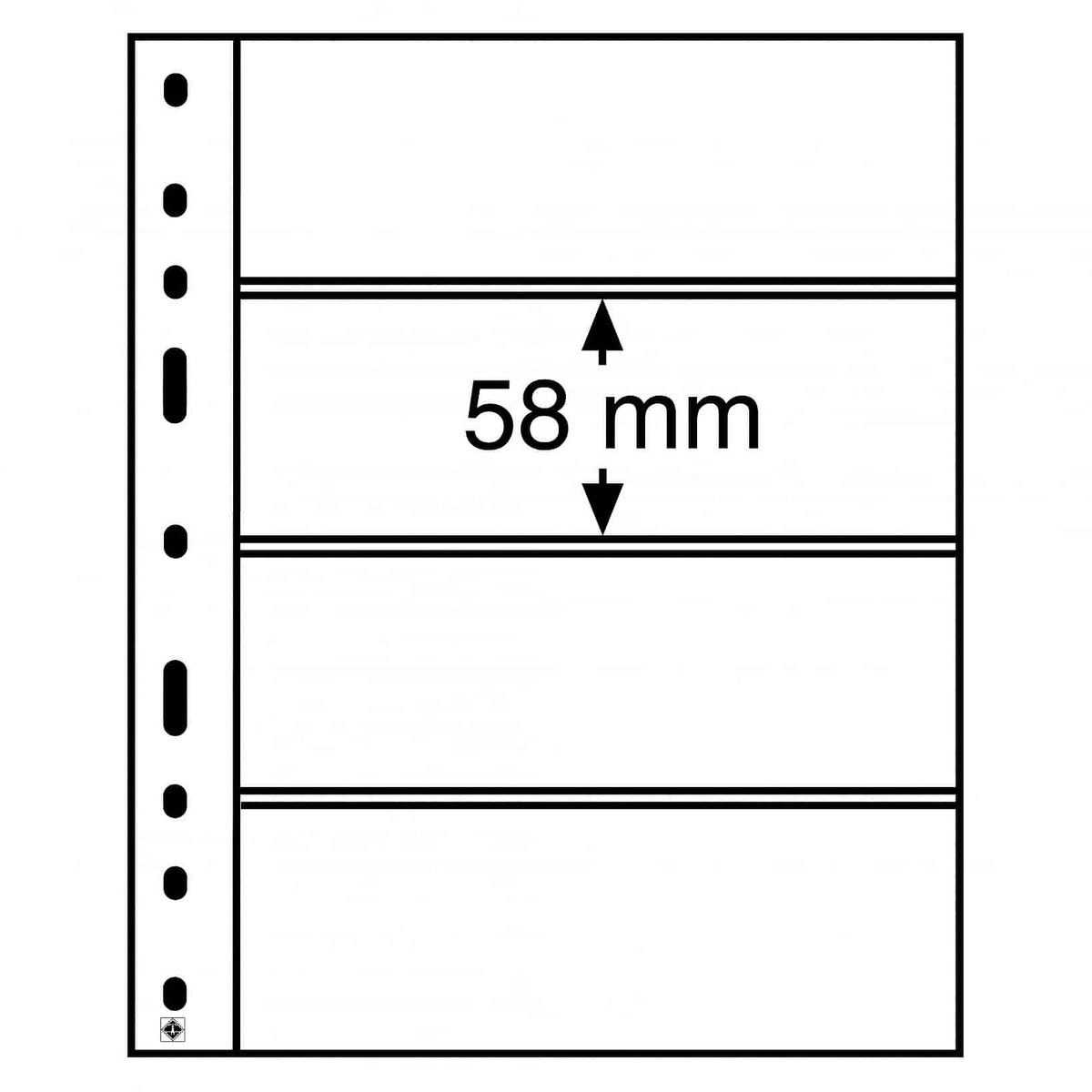 Plastic pockets OPTIMA, 4-waydivision, clear