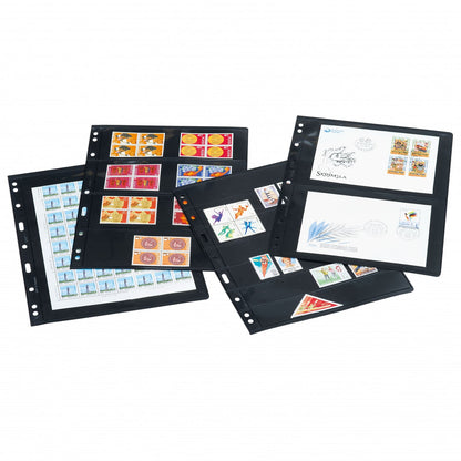 Plastic pockets OPTIMA, 3-waydivision, black- double sided