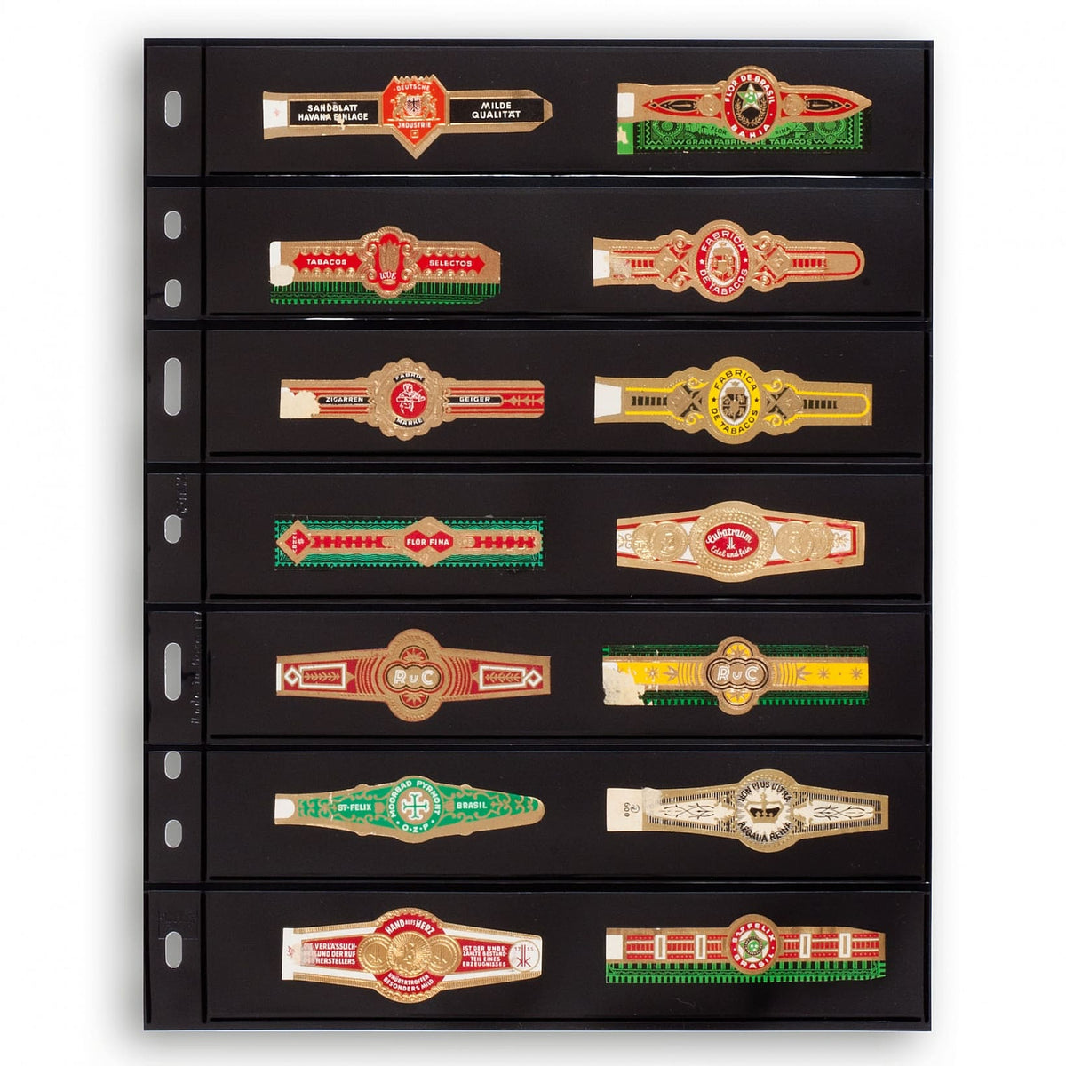 Plastic pockets OPTIMA, 7-waydivision, black- double sided
