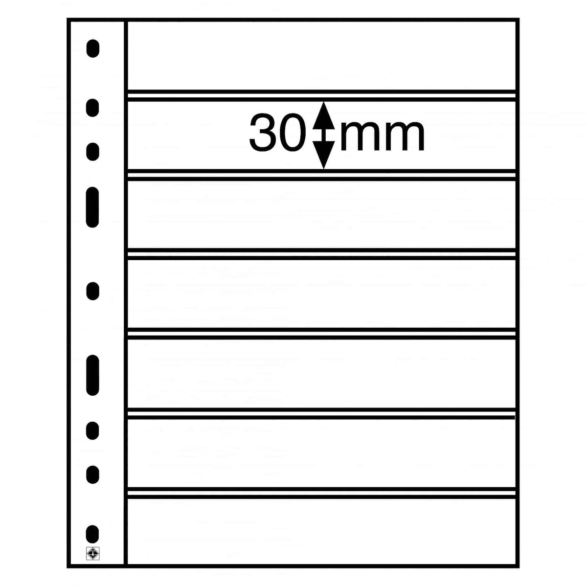 Plastic pockets OPTIMA, 7-waydivision, black- double sided