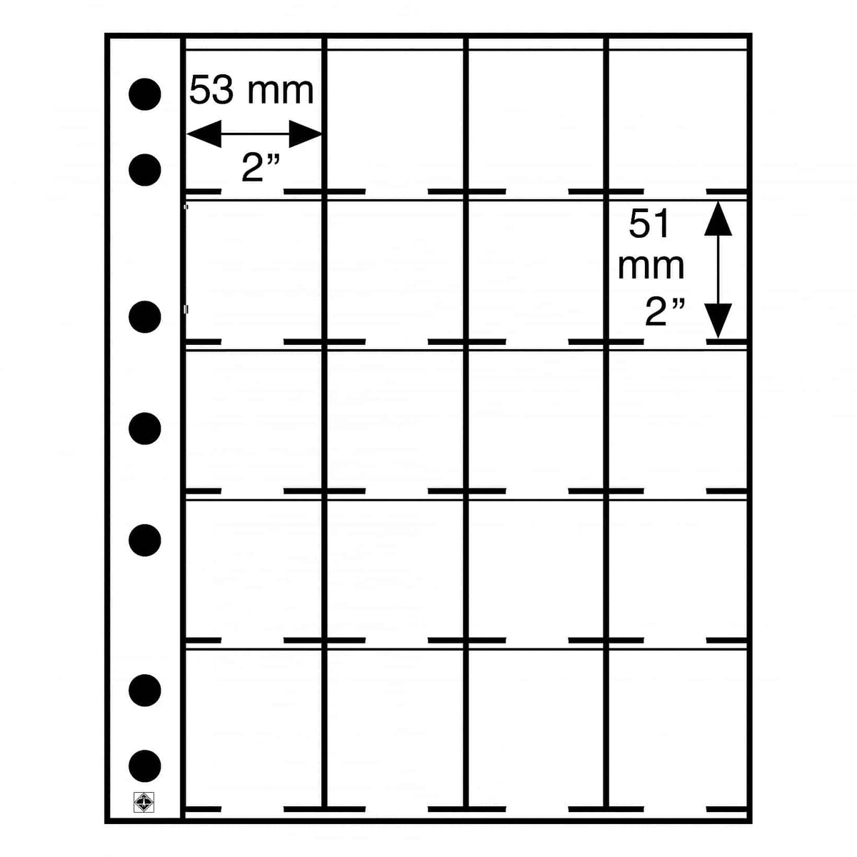 plastic Stock pages GRANDE, with 20 spaces for coin Holders