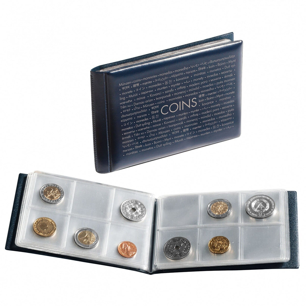 Coin wallet ROUTE with 8 Coin Sheets each for 6 coins, blue
