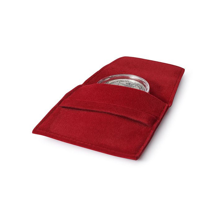 MT Premium Coin Pocket for one coin with or without capsule up to 50mm, red