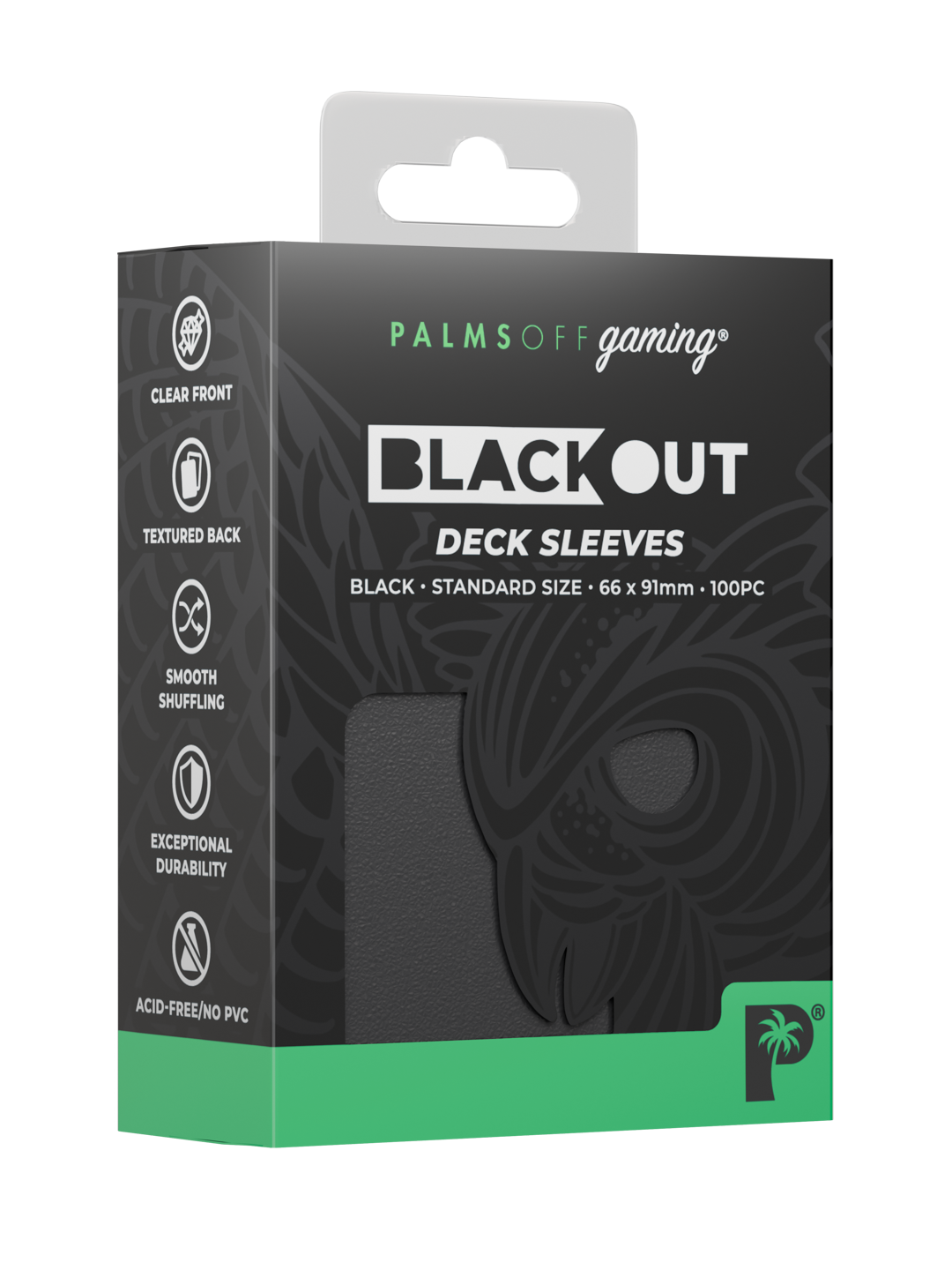 Palms Off Gaming Blackout Deck Sleeves - Standard - 100pc - Black