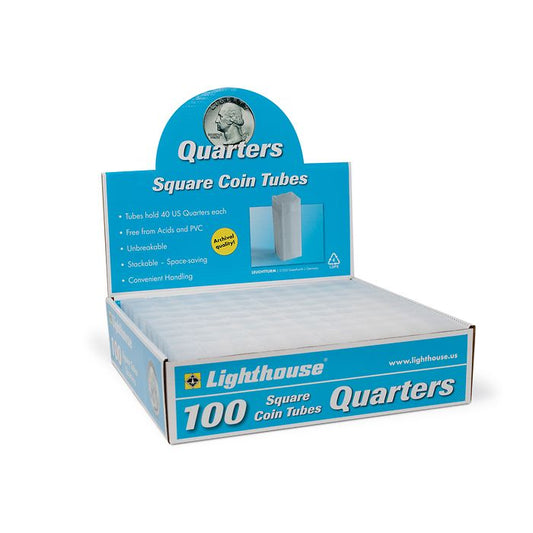 Lighthouse Coin Tubes for US Quarters (24.26mm) - Box of 100