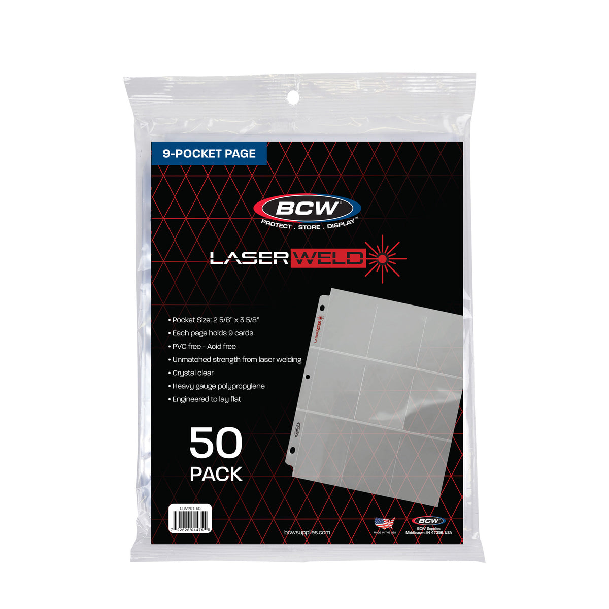 BCW 9-Pocket Trading Card Sleeve Page (50 Count Pack) – product image 1