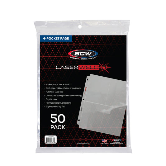 BCW Laserweld 4-Pocket Photo Page (50 Count. Pack) – product image 1