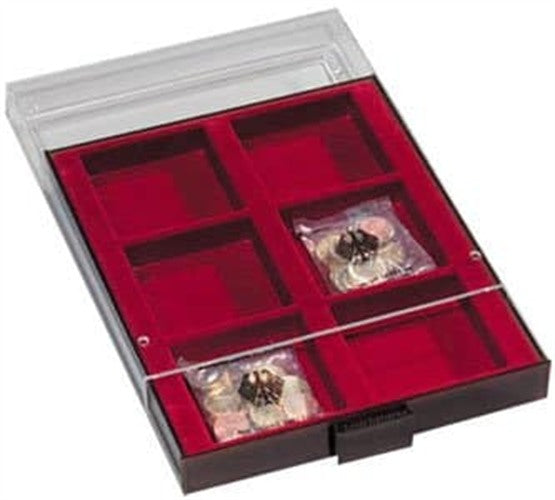 Coin Box 6 square compartments in size 86x86mm, smoke coloured – product image 1