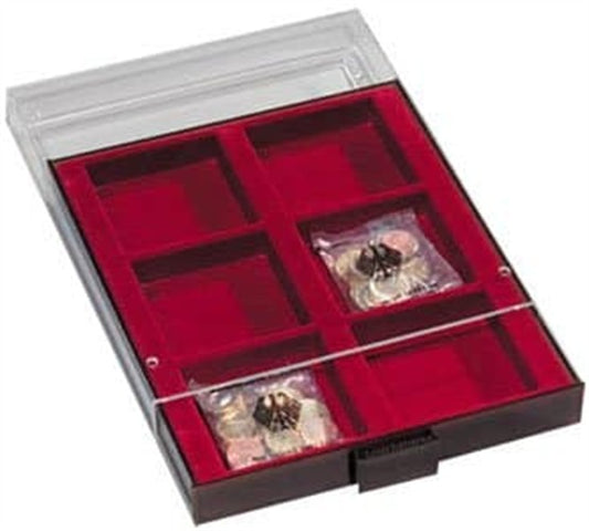 Coin Box 6 square compartments in size 86x86mm, smoke coloured – product image 1