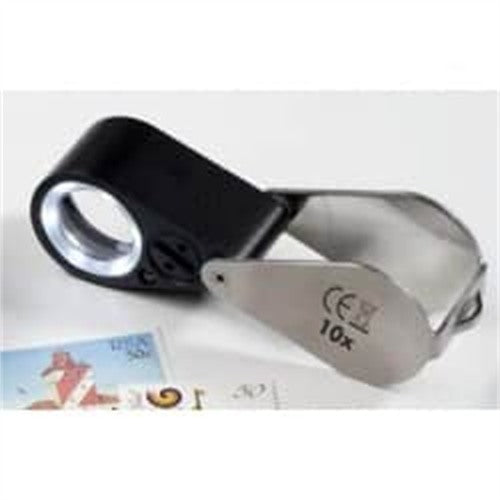 Precision Magnifier with LED and UV lamp, 10x magnification, 6 white hi-tech and 7 UV LEDs – product image 1