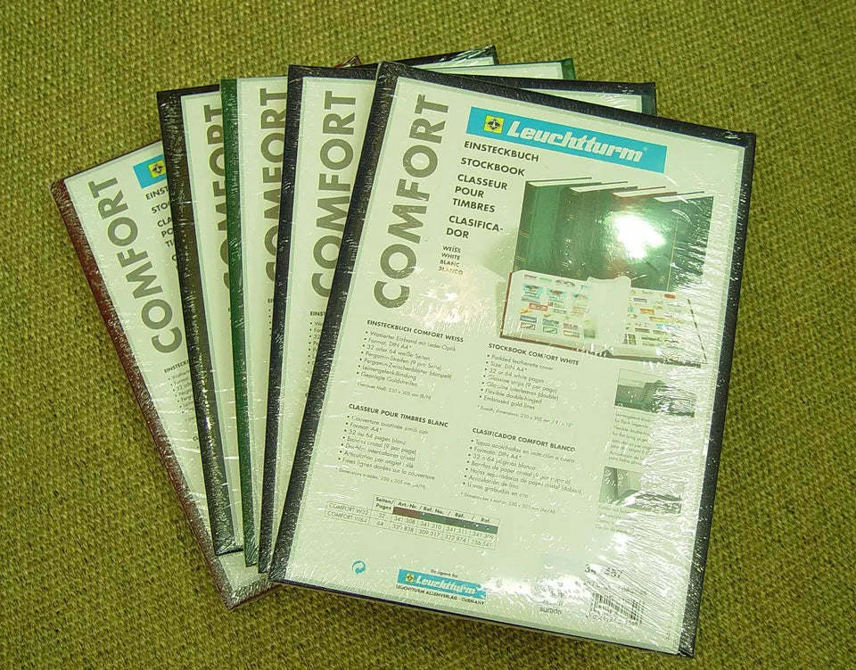 Stockbook COMFORT 32 White Page, Padded Leatherette ASSORTED COLOURS