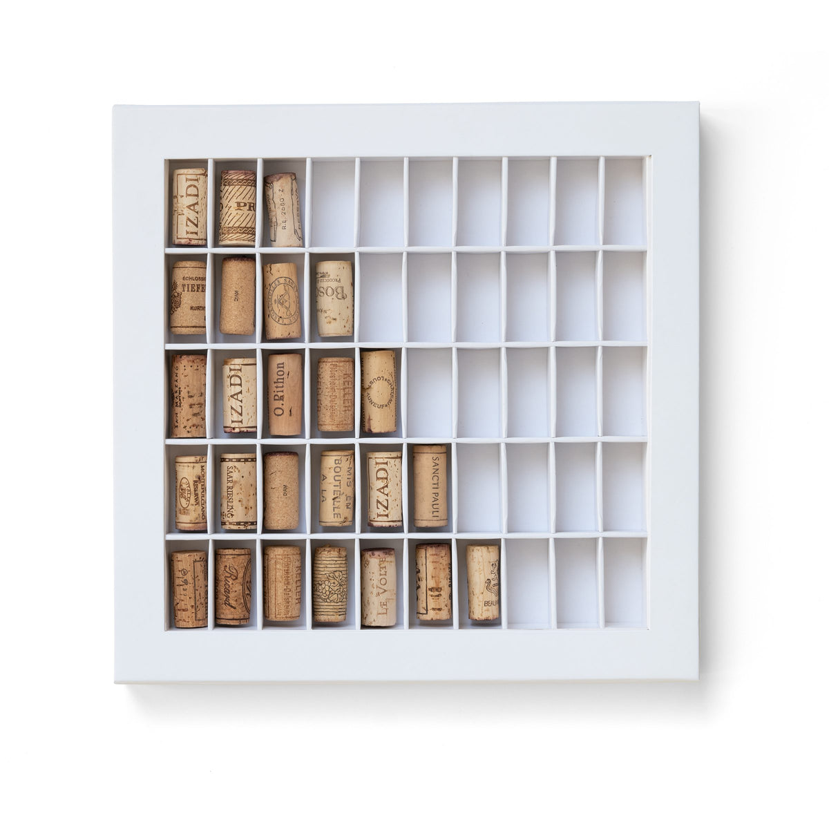 Collection box with 50 compartments for wine corks