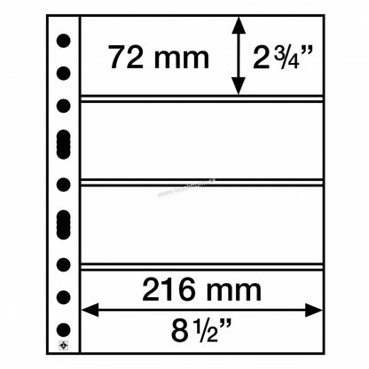 Plastic Sheets SH 312, 4 horizontal pockets for banknotes, PP, clear, pack of 50