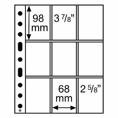 Plastic Sheets SH 312, 9 pockets for playing and trading cards, PP, clear, pack of 50