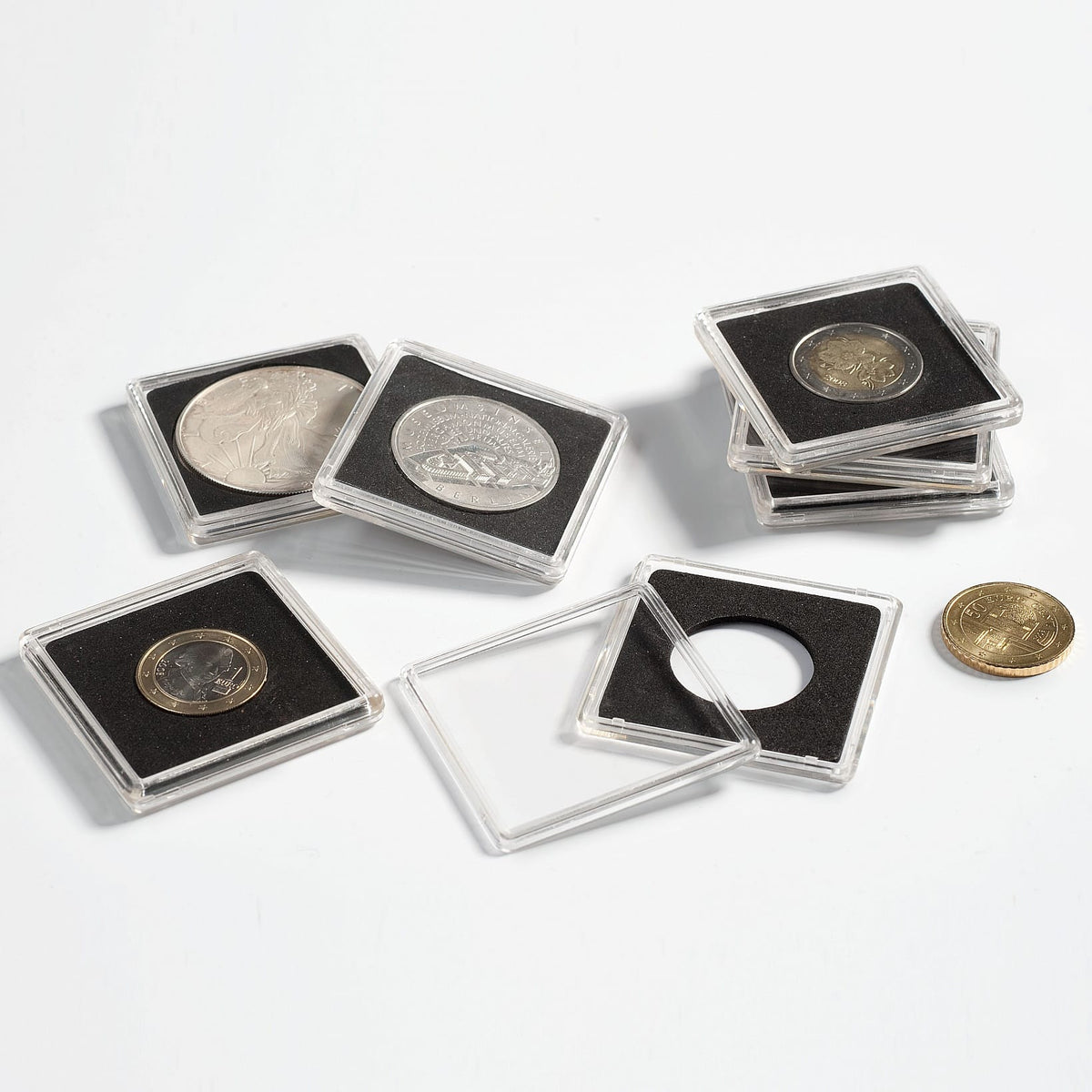 Square Coin Capsules QUADRUM, Inner Diameter 31mm (pack of 10)