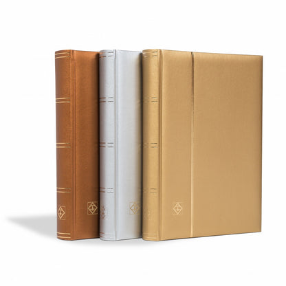 Stockbook COMFORT, Din A4, 64 black pages, padded cover, bronze