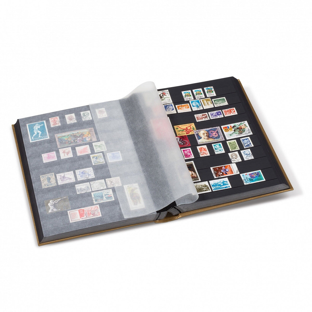 Stockbook COMFORT, Din A4, 64 black pages, padded cover, silver