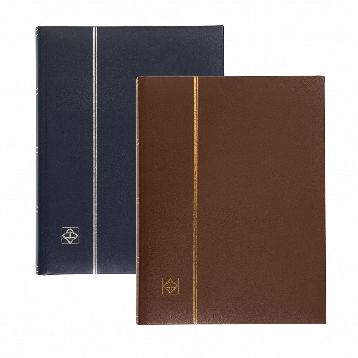 Stockbook LEDER, DIN A4, 64 black pages, padded genuine leather cover, brown