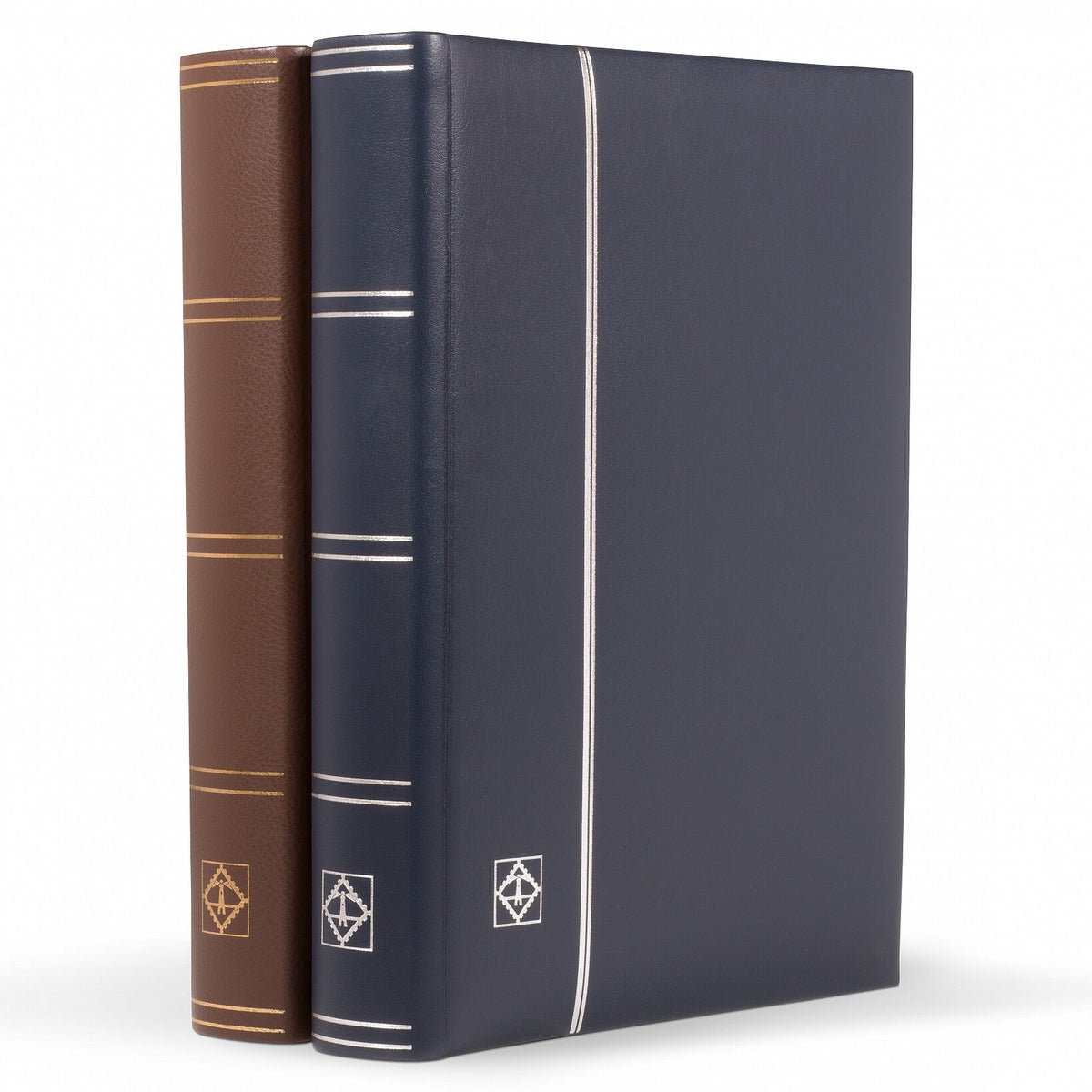 Stockbook LEDER, DIN A4, 64 black pages, padded genuine leather cover, brown