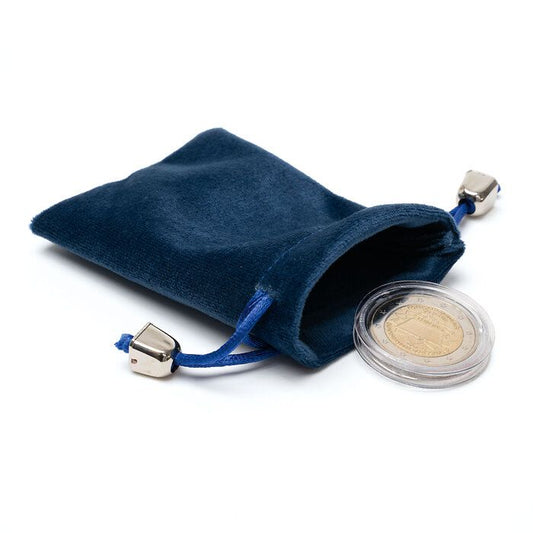 Velour coin pouch Large, Blue